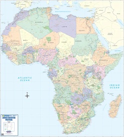 Wandkaart Africa executive Political 2-delig  | 176 x 160 cm | MapStudio