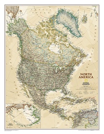 Wandkaart 20462 Noord Amerika, politiek & antiek, 60 x 78 cm | National Geographic