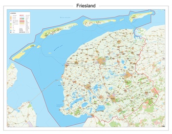 Wandkaart Provincie Friesland, 120 x 84 cm | 12 Provinciën