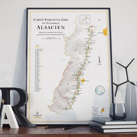 Wandkaart Alsace Carte des vins | Wijnkaart van de Elzas |  50 x 70 cm | La carte des vins