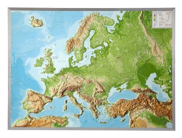 Wandkaart - Reliëfkaart Europa met voelbaar 3D reliëf, 77 x 55 x 2 cm | GeoRelief